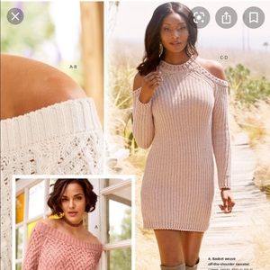 Boston Proper Chenille Cold Shoulder Sweater Dress